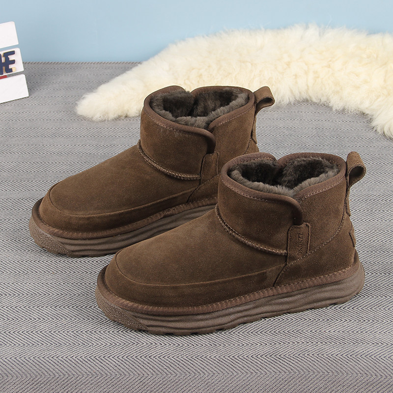 男士皮毛一体雪地靴2025冬新款羊毛加绒一脚蹬厚底防滑东北大棉鞋,淘宝优惠券,粉丝福利购,淘宝优惠卷