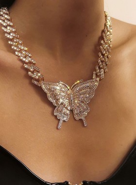 大蝴蝶欧美跨境饰品嘻哈满钻