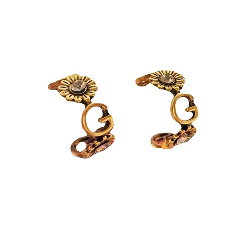 新款太阳花雏菊镶钻耳圈欧美复古G字母耳环简约网红气质潮流耳饰,淘宝优惠券,粉丝福利购,淘宝优惠卷