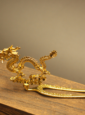 仿金色立体吉祥飞龙在天簪发簪