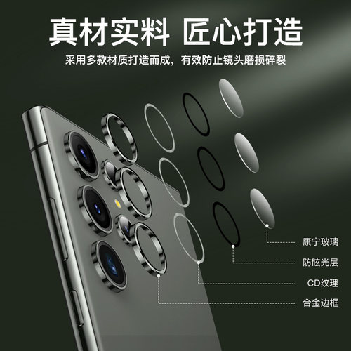 【康宁玻璃】适用三星S25Ultra镜头膜S24+镜头保护圈w23手机膜摄像头贴zFlip5全覆盖Fold4膜S22U钢化全包背膜 - 图0