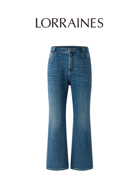 LORRAINES Vintage系列-经典中高腰环保水洗微喇九分四面弹牛仔裤