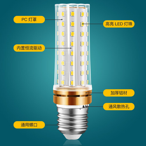 新品LED灯泡220V超亮节能省电玉米灯E27螺口螺纹家用照明吊灯三色 - 图3