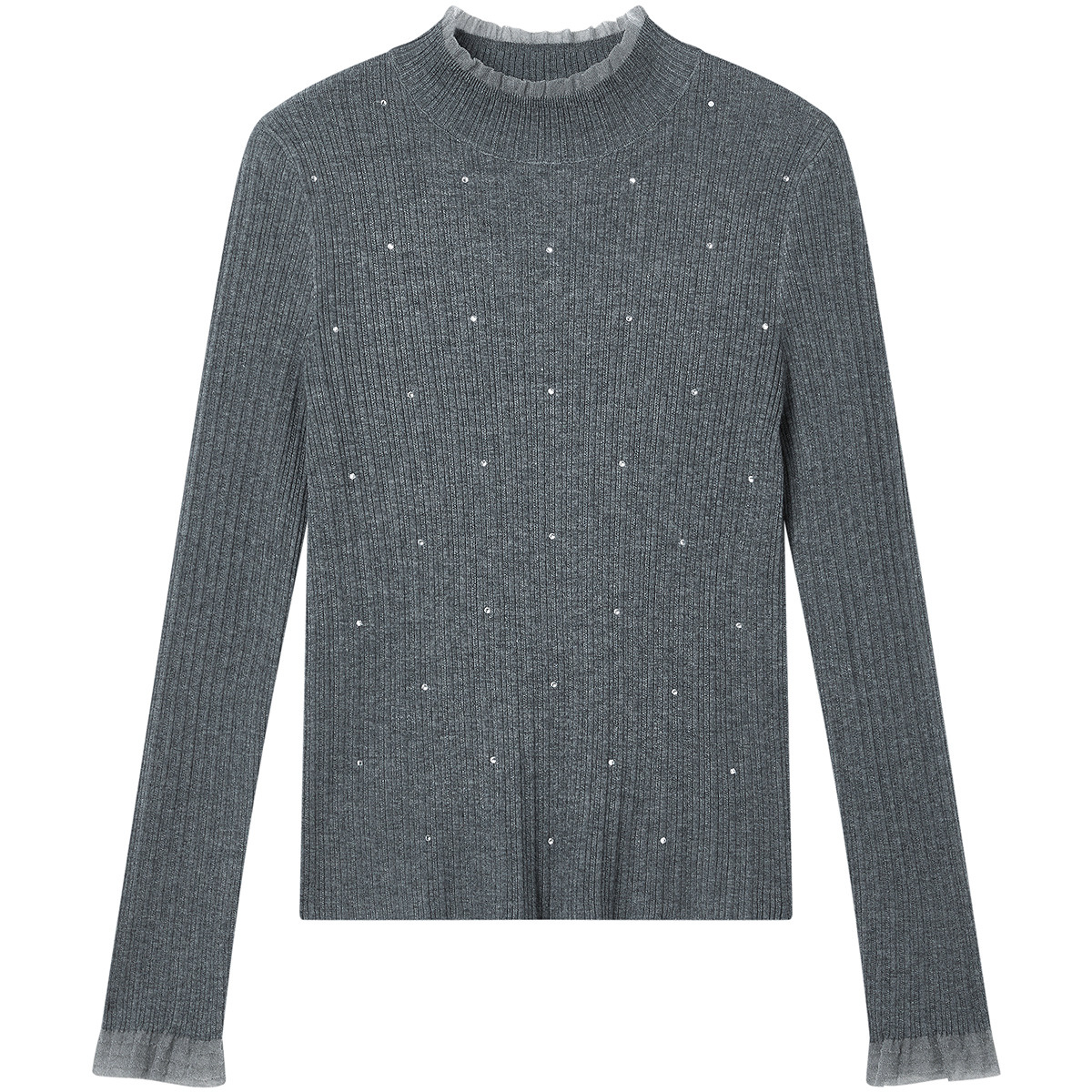 FINITY菲妮迪羊毛衫2025冬季新款简约半高领修身显瘦打底衫上衣女 - 图3