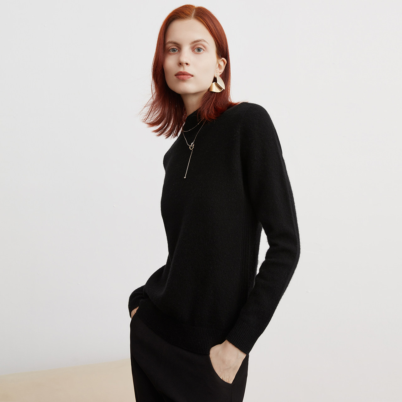 FINITY2025秋季新款100%羊毛半高领针织衫女打底衫宽松慵懒风毛衣,淘宝优惠券,粉丝福利购,淘宝优惠卷