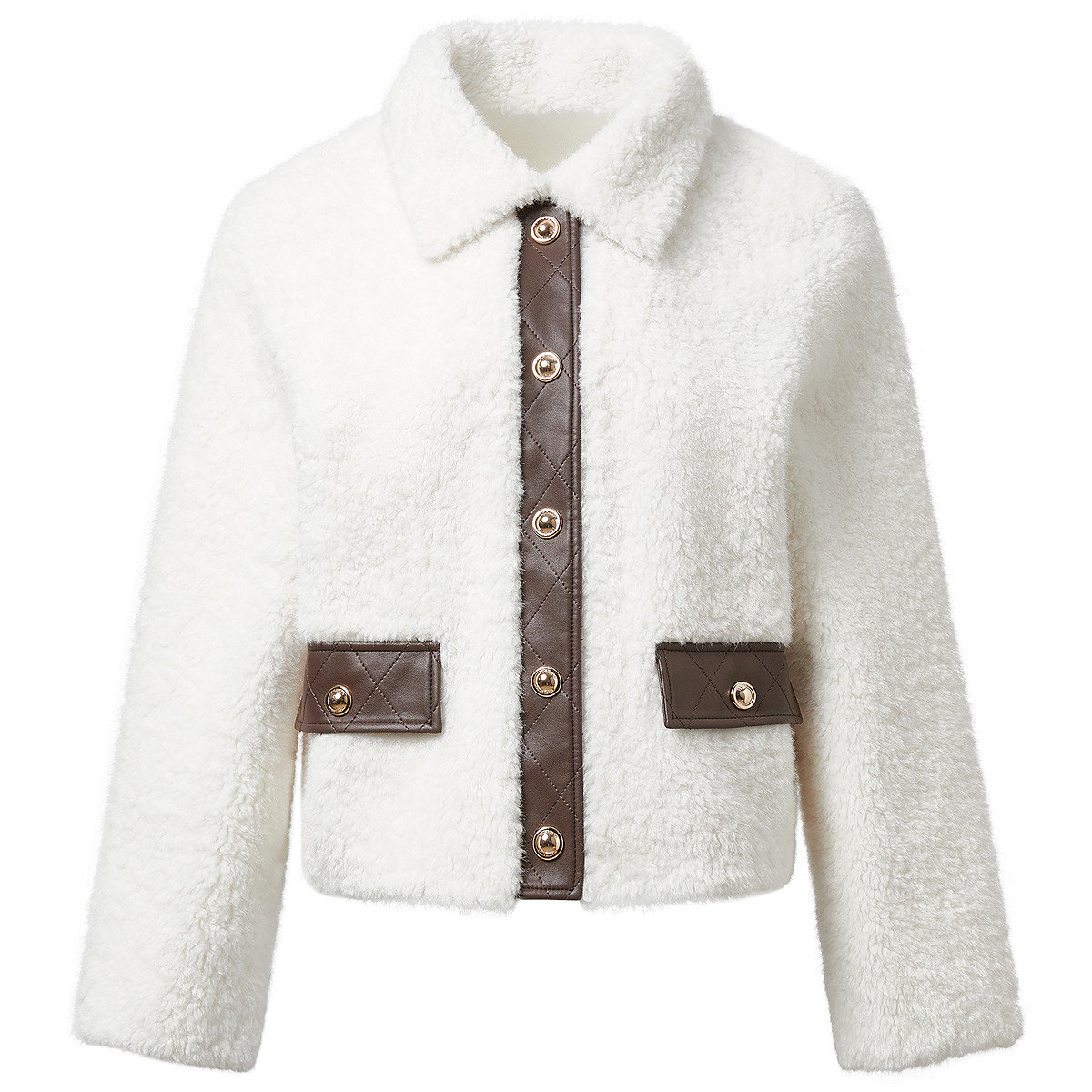 FINITY菲妮迪毛毛外套2025冬季新款翻领短款休闲保暖外套上衣女士,淘宝优惠券,粉丝福利购,淘宝优惠卷