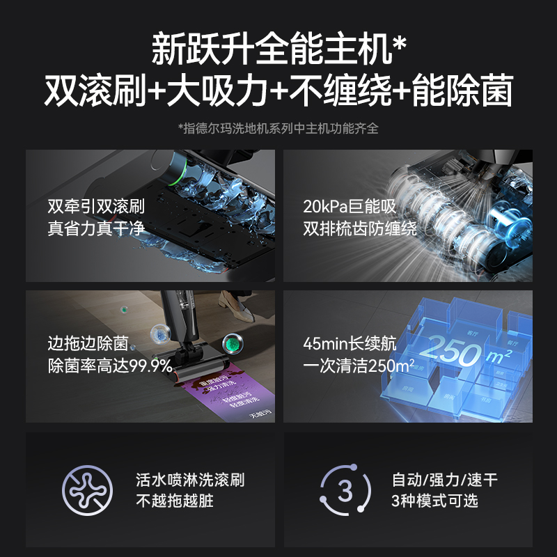 【国补15%】德尔玛无线洗地机家用免维护除菌吸拖洗一体智能拖把