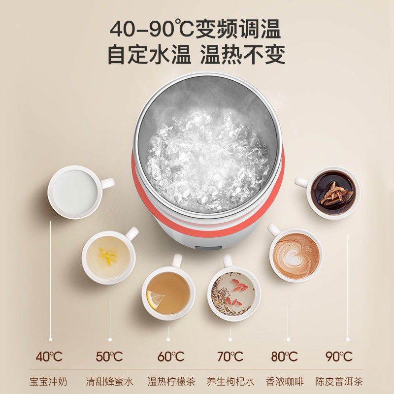 德尔玛小型便携式保温一体电热水杯 德尔玛电热水壶