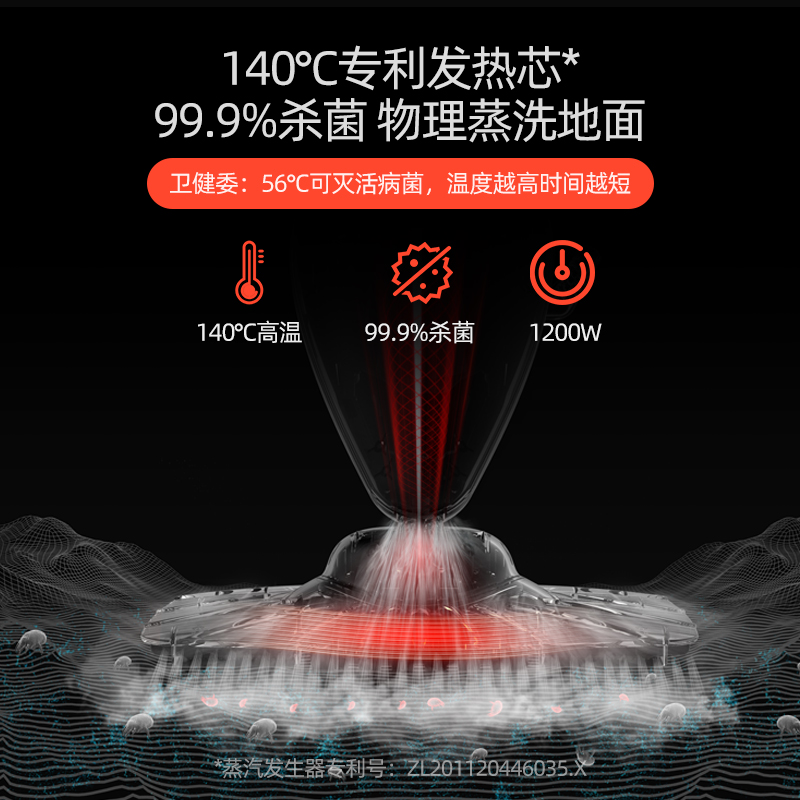 德尔玛旗舰店德尔玛蒸汽拖把家用清洁机拖地擦地神器高温除菌杀菌非无线电动拖3
