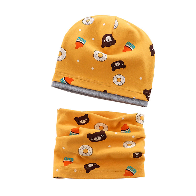 中大童儿童帽子围脖两件套纯棉男宝宝秋冬春秋冬季护耳女童套装潮