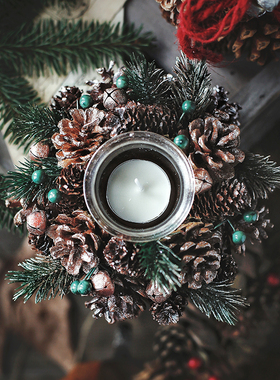 花环餐桌复古咖啡欧式风圣诞树