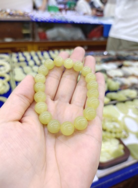 新疆和田玉手链若羌黄口料手串珠子卡10mm