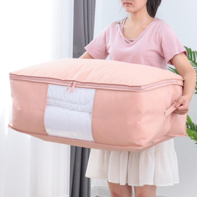 Quilt storage bag to organize clothes moving moisture-proof zipper