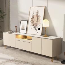 Крупные бытовые приборы 高款岩板电视机柜简约现代茶几组合小户型轻奢客厅卧室奶油风实木