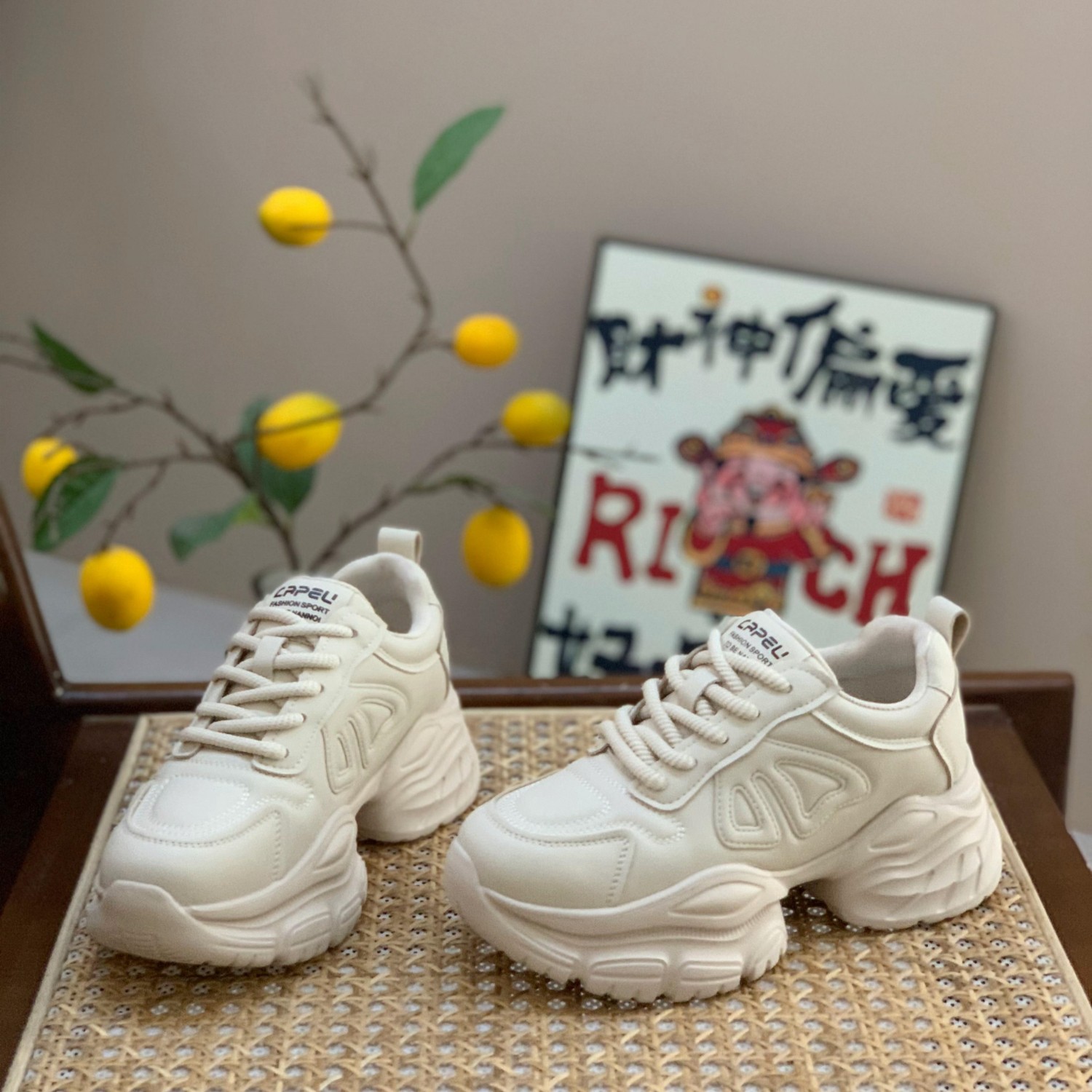 增高6cm小个子真皮老爹鞋女2025春秋新款百搭轻便炸街休闲运动鞋,淘宝优惠券,粉丝福利购,淘宝优惠卷