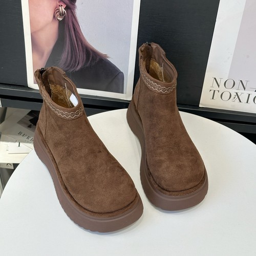 小个子厚底增高勃肯靴女2025秋冬新款小众复古大头英伦切尔西短靴 - 图0