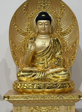 树脂贴金东方三圣药师佛供奉像