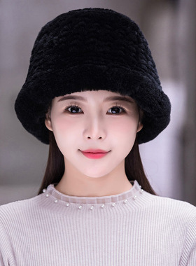 獭兔毛渔夫帽女冬季加厚保暖