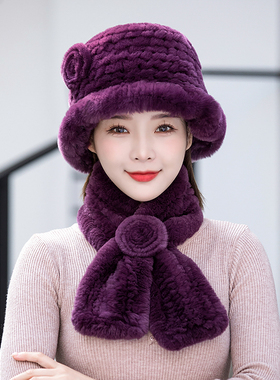 獭兔毛帽子女冬季中老年礼帽