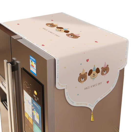 Cute cartoon refrigerator cover cloth single and double open refrigerator top dust cover can store drum washing machine dust cover towel