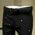 Cá nhân thêu Quần đen phù hợp với quần Nam Slim Xu hướng Hàn Quốc Chân phù hợp với quần kinh doanh Quần thường không có sắt - Suit phù hợp