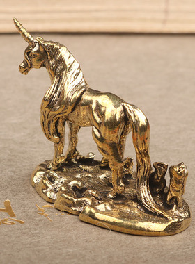 迷你桌面装饰品独角兽摆件黄铜