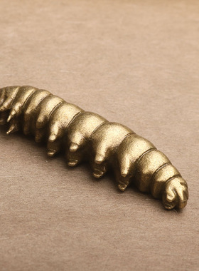 毛毛虫实心工艺品茶道手把件黄铜