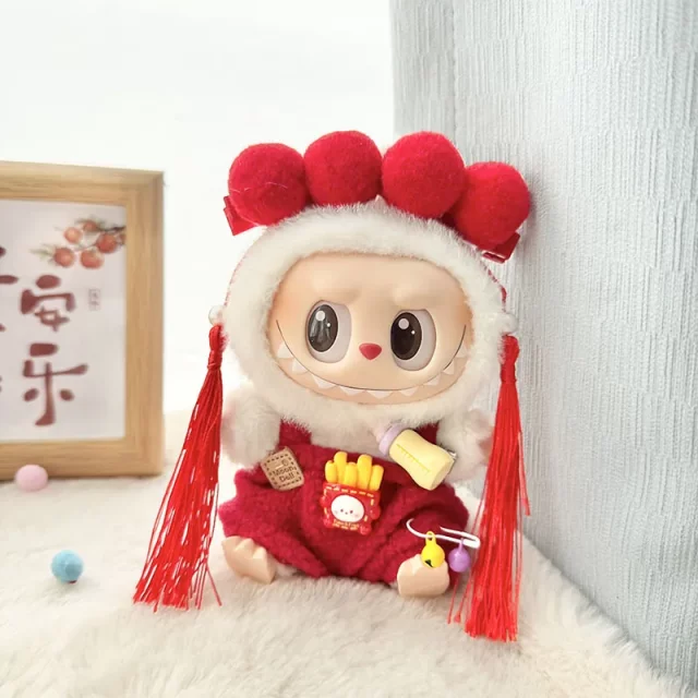 Clothes only, first and second generation keychain Labubu clothes pendant Labubu New Year baby clothes baby bottle suspender pants