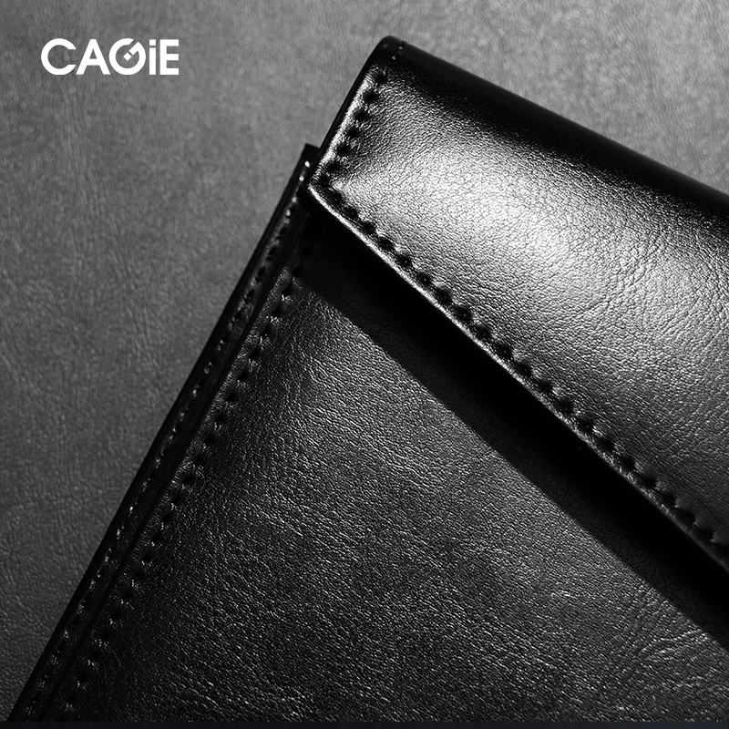 CAGIE/卡杰男士商务A4文件包资料夹办公用品皮质密码锁会议公文包