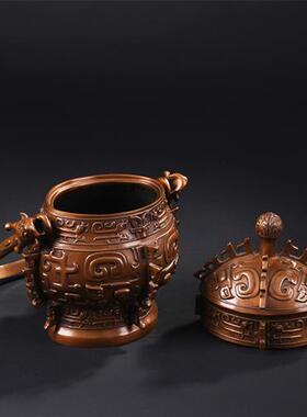 匠泽铜魂商卣摆件家居工艺品