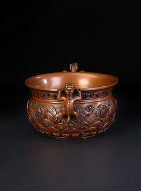 匠泽铜魂紫铜中式聚宝盆