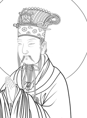 日宫天子传统工笔画人物打印线稿高清白描底稿国画工笔勾线线描稿