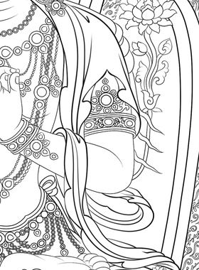 高清文殊菩萨白描底稿工笔佛像人物线稿线描实物纸质打印稿非宣纸
