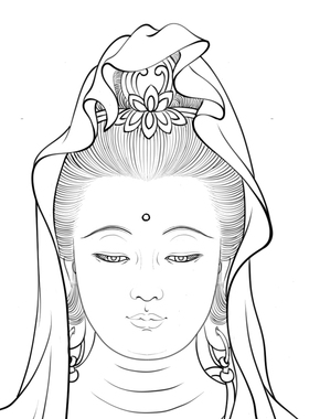 高清观音菩萨白描底稿工笔佛像人物线稿线描实物纸质打印稿非宣纸