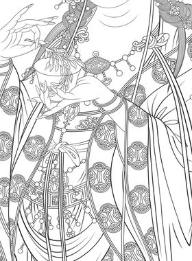 高清工笔画人物佛像宋人观音大士图线稿白描底稿勾线线描纸质打印