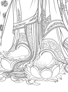 高清阿弥陀佛接引图白描底稿工笔画线稿线描实物纸质打印稿非宣纸