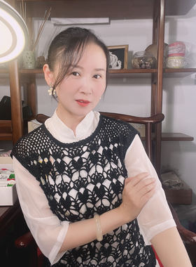 紫陌丁香编织工作室-苍羽钩针背心材料包，有直播回放视频教程