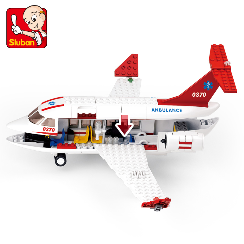 中国机长红色航空飞机客机医疗救护模型拼装益智积木玩具新年礼物 - 图1