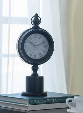 铁艺美式乡村桌面台钟座钟摆件