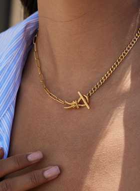 原创设计绳结钛钢项链配饰女小众轻奢锁骨链不锈钢饰品高级感