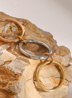 欧美不锈钢叠戴戒指高级感小众风指环钛钢手饰品rings