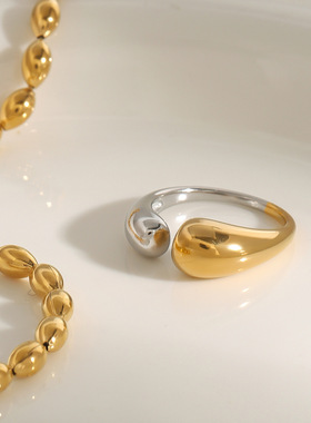 欧美拼色钛钢戒指轻奢高级感不掉色rings不锈钢饰品