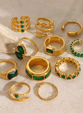 欧美不锈钢爱心锆石戒指高级感轻奢指环钛钢手饰品rings
