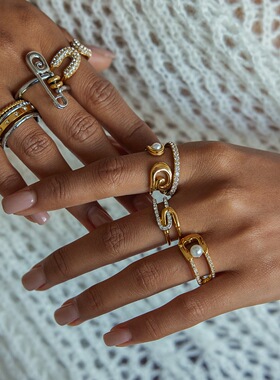 原创设计回形针系列钛钢戒指不掉色不锈钢饰品高级感