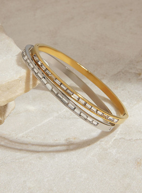 欧美不锈钢手镯不掉色轻奢高级感手链18k金钛钢饰品