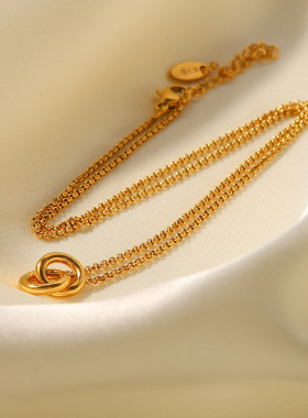 环环相扣吊坠项链女友礼物小众设计百搭钛钢镀金韩系ins潮锁骨链