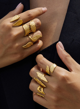 欧美翅膀钛钢戒指不掉色不锈钢饰品女高级感轻奢ring