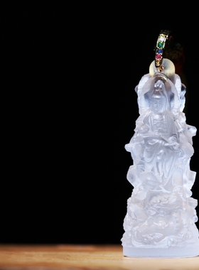 惠古琉璃新款三面观音菩萨吊坠