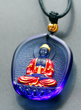 琉璃药师佛挂件水晶彩绘项链