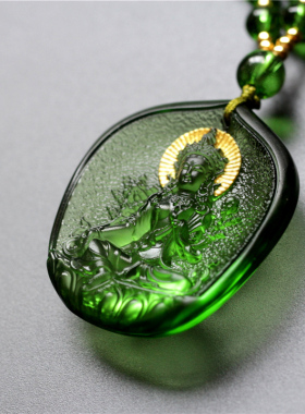 鎏金挂件吊坠古法琉璃绿度母男女